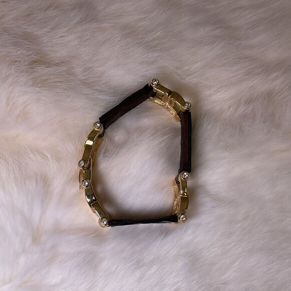 Vintage Burberry Black Leather Silver and Gold Link Bracelet Stamped - Picture 8 of 13